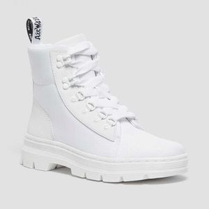 Doc Marten combs poly white combat platform boots